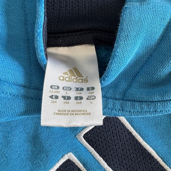 adidas Green and Blue Kids Hoodies with Logo and Stripes - Picture 3 of 5